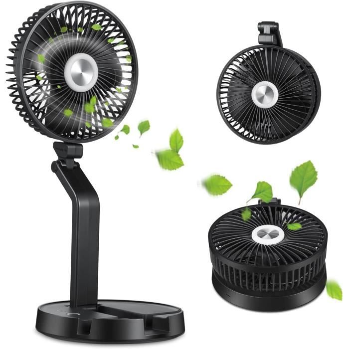 Ventilateur de Table - ZGEER - Pliable - 3 Vitesses - Noir - Batterie Rechargeable - Zgeer