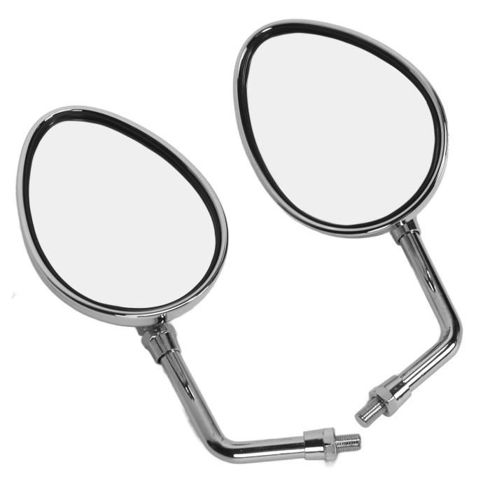 Paire De Rétroviseurs Moto Noirs - Compatible Guidon 22 Mm, Pivot 360°, Verre Clair - Pour Streetbike, Sport, Chopper, Cruiser - 2