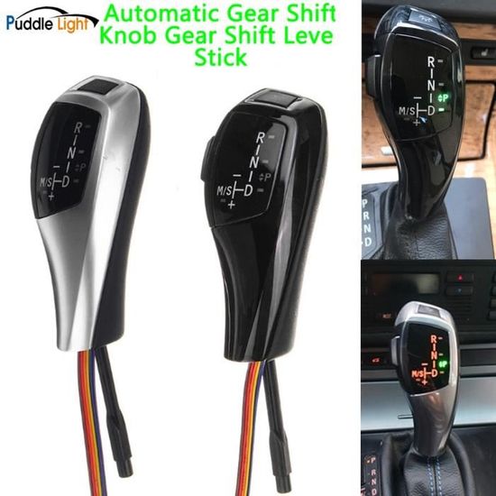 Cuifati Pommeau Levier Vitesse Automatique LED Pour BMW E46 E60 E61 1999-2006 - Kit Remplacement Noir