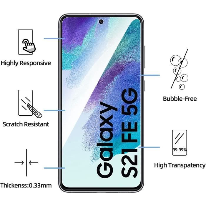 Protecteur d'écran en verre trempé Samsung Galaxy S21 FE 5G (lot