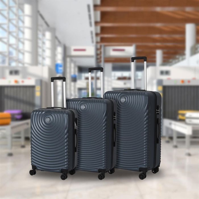 Valises Coolife Lot 3 - Rigides TSA Roulettes 360° Bleu Marine 20-28 Pouces