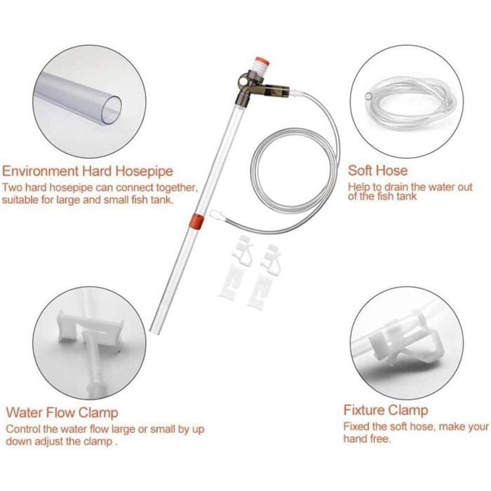 Aspirateur Pour Aquarium Avec Siphon | Nettoyage De Gravier Sans Électricité | Pour Poisson, Crevette, Petit Étang