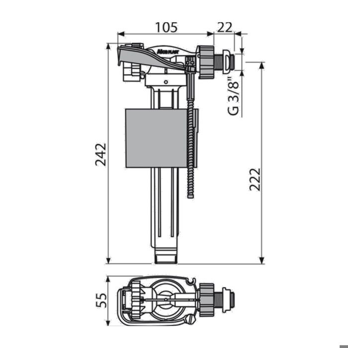 AlcaPlast A160P-3/8 Valve De Remplissage Universelle Latérale Pour Réservoir Chasse D'Eau