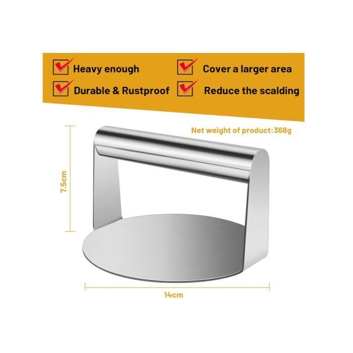 ZMREN Presse Burger 304 Inox 5,5 Pouces – Presse à Steak Haché Ronde, Smash Burger Parfait, Barbecue & Grill