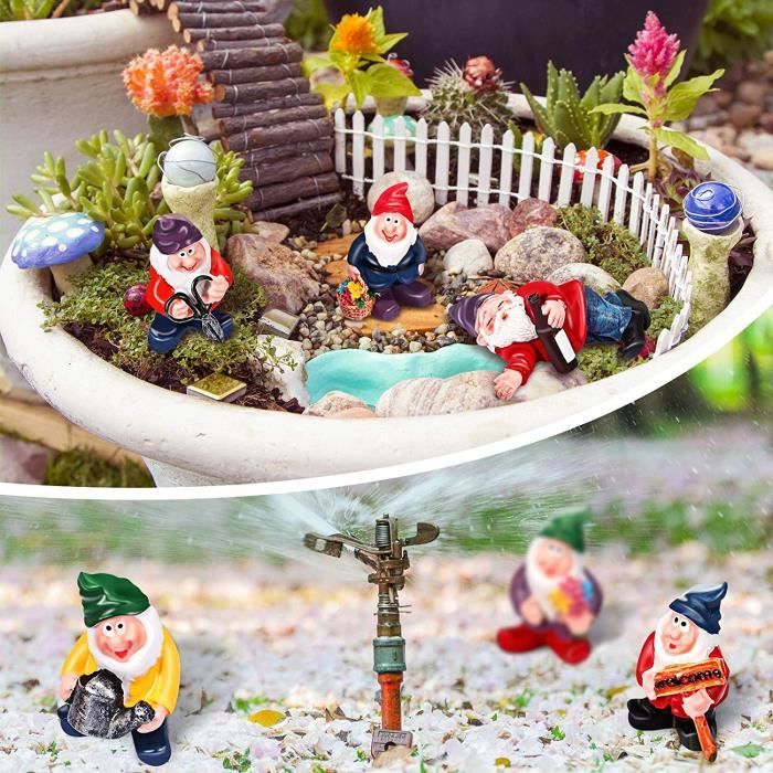Jetec Lot de 7 mini nains de jardin miniature en résine pour décoration de  table et de jardin pour décoration de jardin, fêtes, fêtes, amis, enfants :  : Terrasse et Jardin