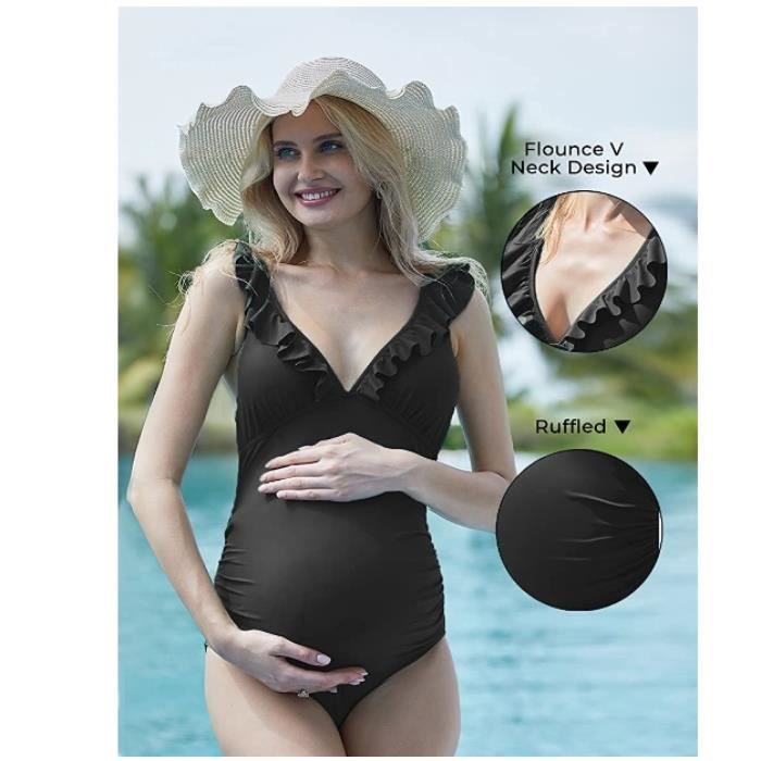 Maillot De Bain Grossesse 1 Pièce Pour Femmes Enceintes Imprimé À