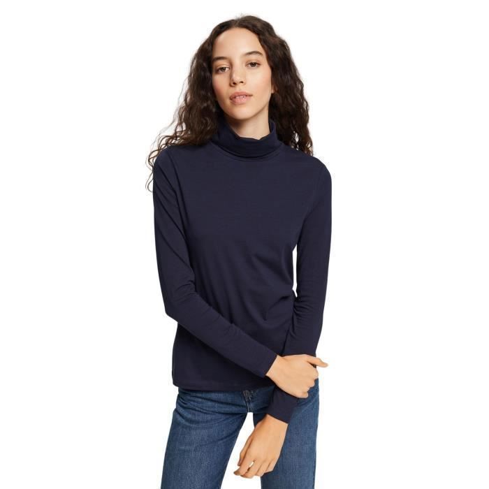 Tee shirt manche cheap longue col roulé femme