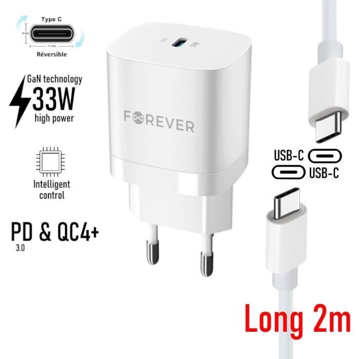 Chargeur Rapide 20W + Câble USB-C 1m Pour Honor - Blanc - Neuf Sous Blister - Garantie 2 Ans