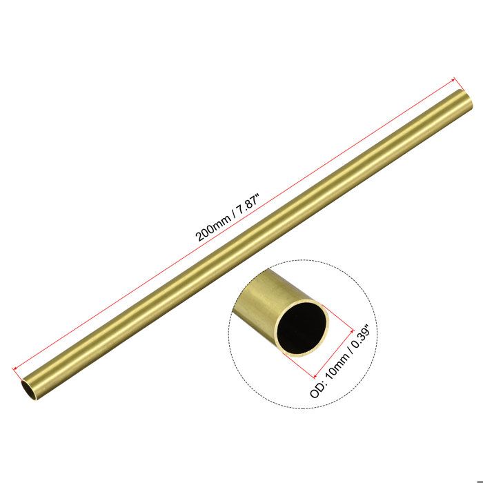Produktbild von Sourcing Map Messing-Rundrohr – 10 Mm Außendurchmesser, 0,5 Mm Wandstärke, 200 Mm Länge, Nahtlos, Poliert – Für DIY, Modellbau & Handwerk