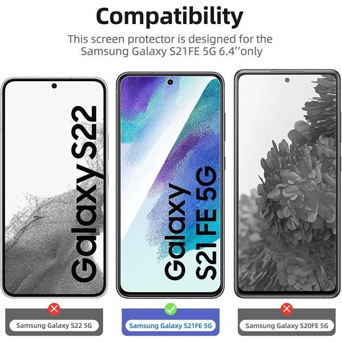 Lot de 3, Verre Trempé pour Samsung Galaxy S21 FE 5G, Film Protection écran  - Anti Rayures - sans Bulles d'air -Ultra Résistant (0,3 - Cdiscount  Téléphonie