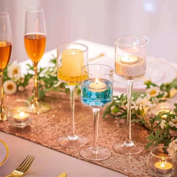 Lot de 12 bougeoirs photophore en verre supports pour bougies chauffe-plat  porte bougie pour mariage festivals noël halloween[24] - Cdiscount Maison