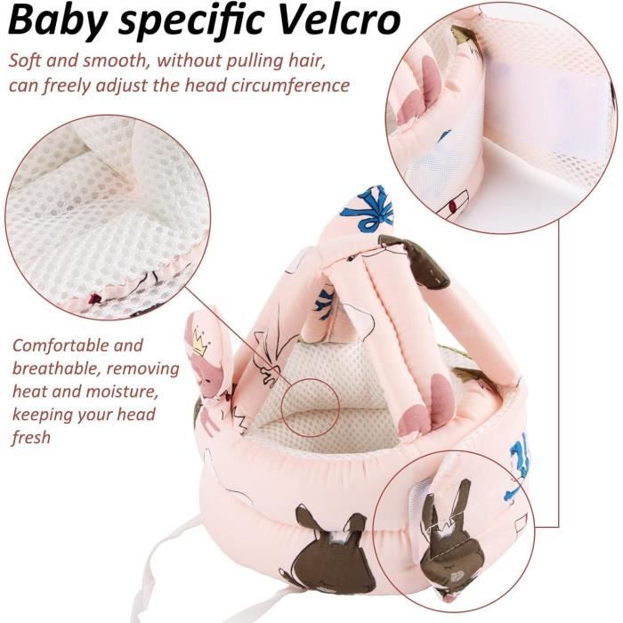 Casque Anti-choc Bébé 0.5 à 3 Ans - Protection Tête Pour Apprendre à Marcher - Tissu Maille Respirant - Réglable - Vert