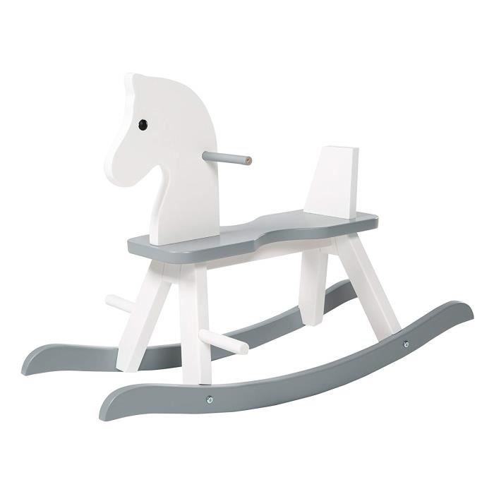 Roba Cheval a bascule en blanc et gris cheval a bascule suit la croissance de votre bebe et enfant grace a l arceau de securite Cdiscount Jeux Jouets