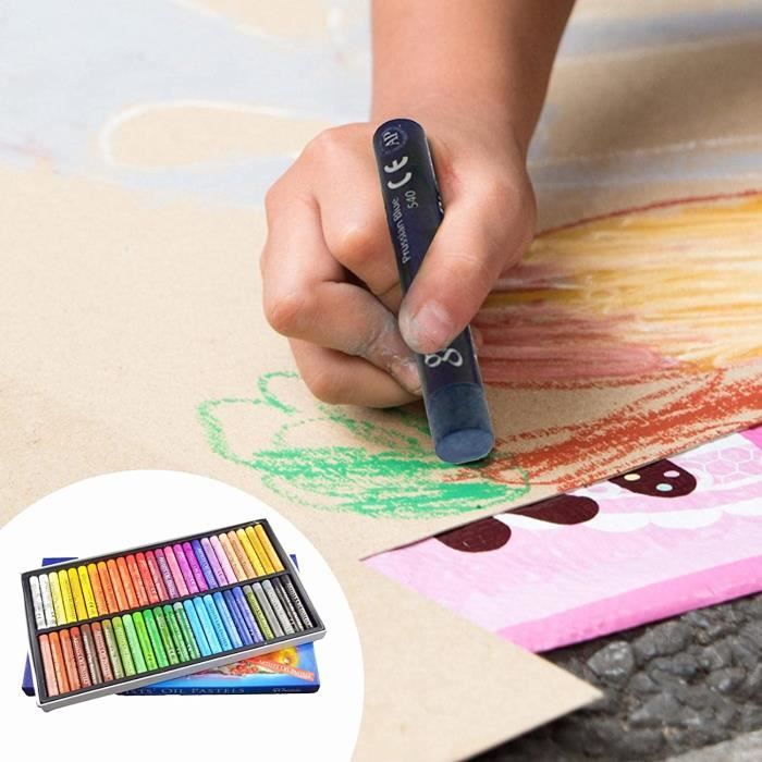 12/25/50 pcs Set de Pastel à l'huile Enfant Artiste Bâton de Peinture  Dessin à l'Huile Non Toxiques Outil de Dessin Crayons de Cire Coloriage  Papeterie Cadeau pour Enfants Artistes Professionnels : 