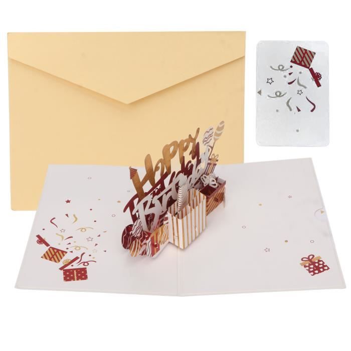ABSOFINE Carte pop-up en papier, carte d'anniversaire musicale 3D, bougie  soufflable, carte de vœux d'anniversaire avec carte de message et enveloppe  (rose) : : Fournitures de bureau