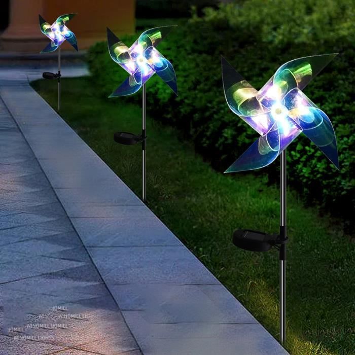 32x Lampes solaires jardin acier inoxydable multicolore lumière