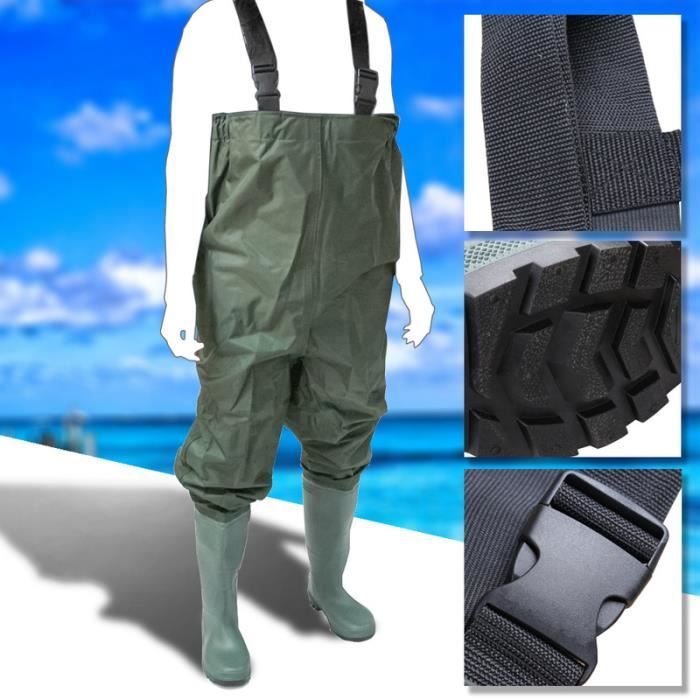Waders deniers nylon poisson étang de pêche pantalon imperméable pêcheur  étang pantalon en caoutchouc avec bottes 42 avec crochet