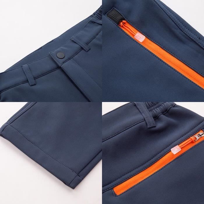 Pantalon Ski Randonnée Homme Softshell Imperméable Doublé Polaire - Chaud & Résistant Montagne Hiver