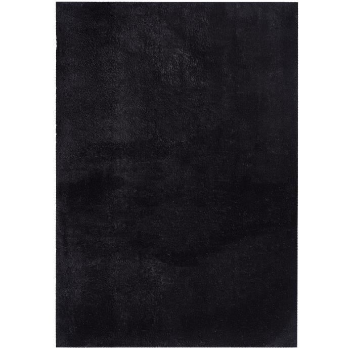Tapis de Salon ou chambre en noir 120x170, Tapis poil ras moderne et doux, Rectangulaire, Interieur