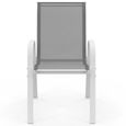 IDMARKET Lot de 6 chaises de jardin LYMA métal et textilène empilables blanc et gris-3