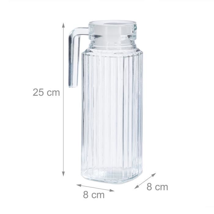Carafe / broc en verre 1L avec bouchon blanc - Quadro - Luminarc