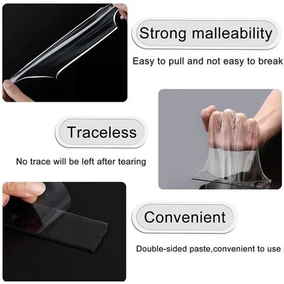 3 Mètres Ruban Adhésif Double Face Extra Fort, Transparent Amovible Traceless Nano Tape Pour Tapis, Maison Ou Bureau