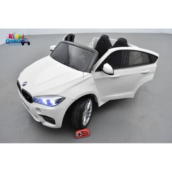 BMW X6 M Blanc 2 places voiture electrique enfant avec telecommande parentale 2 4Ghz 12 volts 10AH 2 moteurs Cdiscount Jeux Jouets