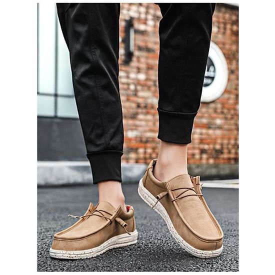 Chaussures Bateau En Cuir Pour Homme - Mocassins Sans Lacets D'été - Semelle En Caoutchouc, Talon 2.5cm - Confort, Style Décontracté Ou Affaires