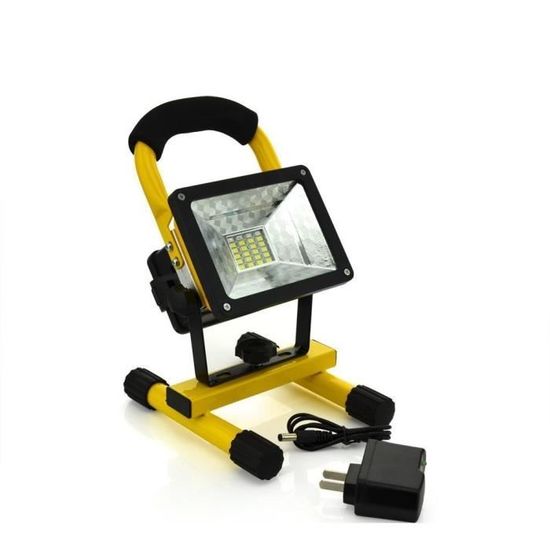 | A+ prot/ég/é contre les projections d/’eau Projecteur de chantier LED de Brandson noir-jaune IP44 2 niveaux dintensit/é | indicateur de charge 600 lumens 50/% et 100/%