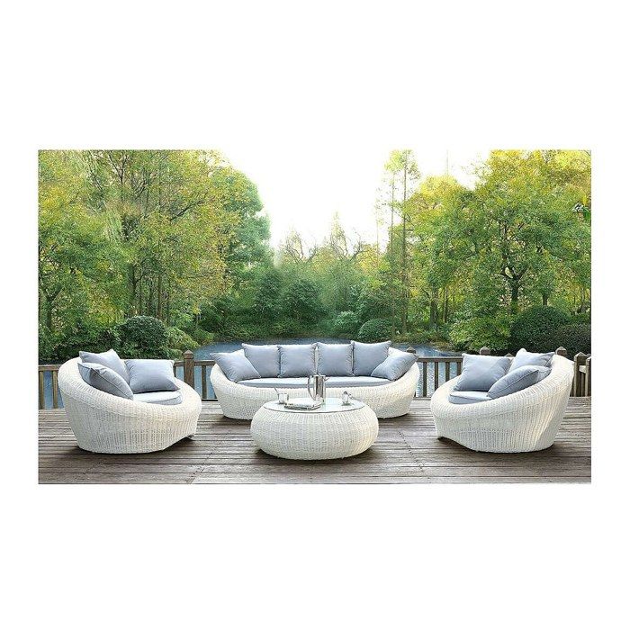Banc De Jardin 2 Places ALIOS III – Résine Tressée Blanche, Design Rond Et Moderne – MYLIA