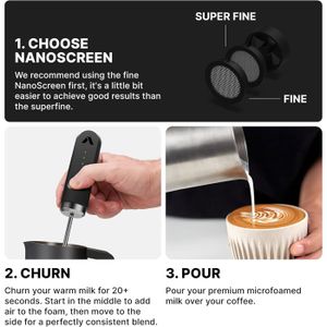 Aerolatte Mousseur à Lait Barista Acier Inoxydable Noir/Blanc - Coffret Cadeau