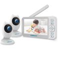 CAMPARK Babyphone avec 2 Caméras - moniteur4.3"LCD - Contrôle température - Vision nocturne - Vidéo Sans Fil Multifonctions-0