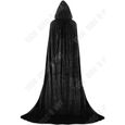 Cape noire aspect velours 170 cm adulte Halloween - TECH DISCOUNT - Bonne qualité - Cosplay-0