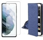 TPF PRODUCTS Coque pour Samsung Galaxy S25 5G Bleu + Verre trempé Etui Housse Portefeuille Vitre Protection Ecran