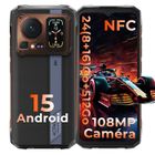 HOTWAV Cyber 16 Pro Smartphone Robuste 108MP 8+512Go, Écran 6,6'' 2K Android 15 NFC IP68 Téléphone Écran Secondaire Arrière-Bronze