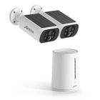 ANRAN 4MP Kit Caméra de Surveillance Sans Fil ,Vidéosurveillance 4CH - 2 caméras batteries solaires+1 station avec 64GB carte sd