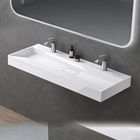 doporro Lavabo Suspendu avec Bonde Vasque à Poser Blanc 120x46x11cm Lave Mains avec 2 Percages Rectangulaire Colossum19
