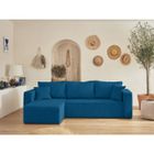 BESTMOBILIER Topaze - canapé d'angle réversible - 4 places - convertible avec coffre - en velours côtelé - Bleu Ardoise