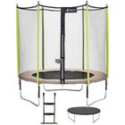 Kangui - Trampoline de jardin 244 cm + filet de sécurité + échelle + bâche de protection JUMPI Taupe/Vert 250