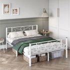 VASAGLE Lit adulte 140 x 190 cm, Structure de lit en métal, Lit double, Blanc
