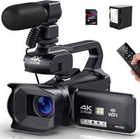 Caméscope 4K 64MP 60FPS HD Écran Tactile 18X Zoom Numérique Autofocus Vlogging Caméra de vidéo WiFi pour YouTube