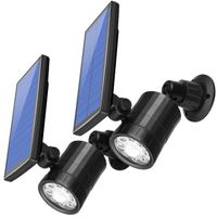 2PCS Projecteur solaire, lumières à détecteur de mouvement, 800 lumens, avec 4 modes, éclairage de sécurité solaire étanche
