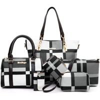 Mode sacs à main de luxe nouveau 6 pièces ensemble femmes Plaid couleurs sac à main femme  sl0808bg45ls Noir