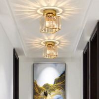 2x Plafonnier LED en Cristal Moderne MOGOD - E27 Lustre Lampe Plafonde Carré Ø14cm*16cm Doré, Luminaire pour Couloir Salon Entrée