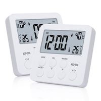 2pcs Thermomètre Hygromètre Numérique Intérieur,Avec Horloge Et Fonction ℃ - ℉,Pour Maison, Bureau, Serre, Entrepôt, Chambre