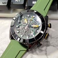 MEGIR Montre de marque chronographe à quartz sport pour hommes - Montre fashion business en silicone avec date de voiture