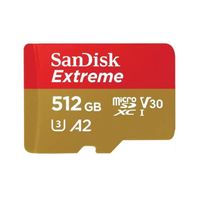 Carte Mémoire microSDXC SanDisk Extreme 512 Go A2 R190/W130Mo/s Classe 10 U3 V3