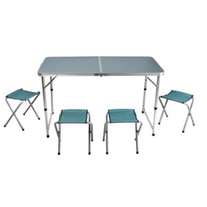 YSWOVUO Table & Tabouret Pliants 2-en-1 – Portable, Léger, Pour Camping, Jardin, BBQ, Fêtes – 60x30cm