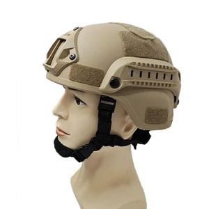 CASQUE - ANTI-BRUIT Casque Tactique Militaire, Airsoft, Paintball, Protection de tête avec Vision Nocturne, Support de caméra de Sport，Jaune brunâtre，56