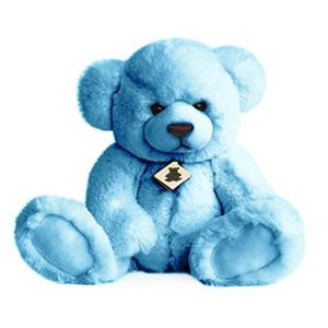 Peluche ours fille robe bleue 15x06x20 cm